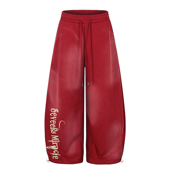 Damen Weite Palazzo-Jogginghose mit Komfortbund, Kordelzug und typografischem Seitenprint Shop Nory