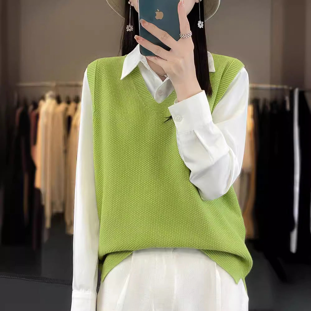 Damen Oversize Strickweste mit tiefem V‑Ausschnitt und feiner Struktur Shop Nory