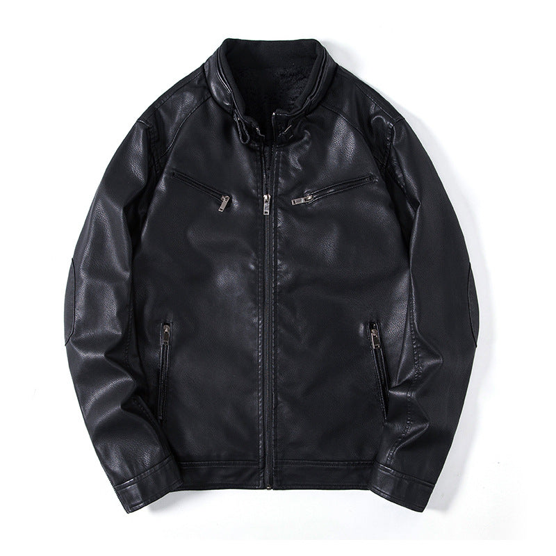 Herren Elegante Kunstleder‑Blousonjacke mit Stehkragen, Reißverschlusstaschen und wärmendem Innenfutter Shop Nory
