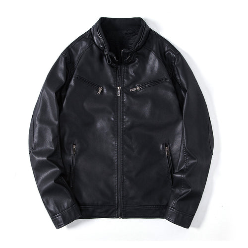 Herren Elegante Kunstleder‑Blousonjacke mit Stehkragen, Reißverschlusstaschen und wärmendem Innenfutter Shop Nory