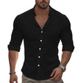 Herren Elegantes Langarmhemd mit modernem Kragen und hochwertiger Baumwollstruktur