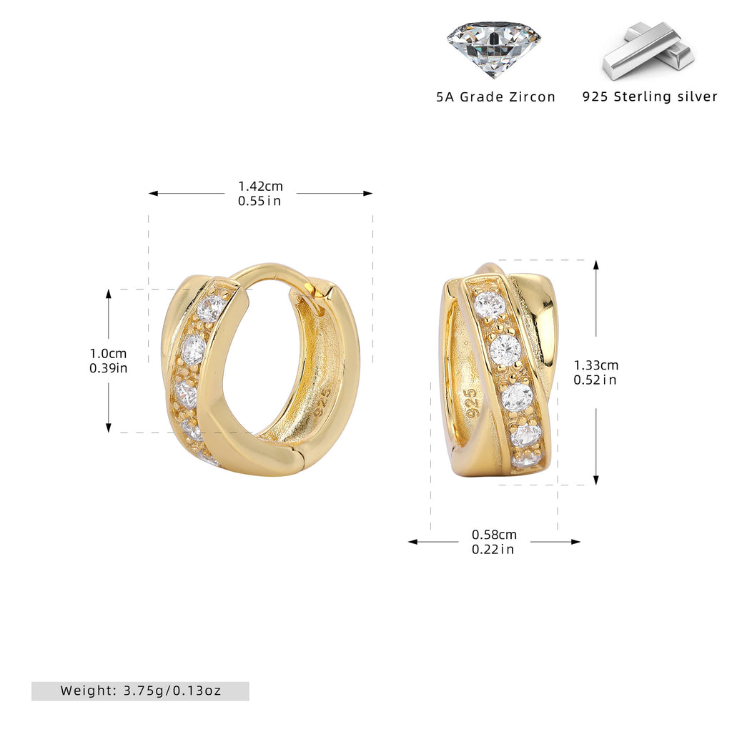 Damen Creolen mit strahlenden Zirkonsteinen und 925 Sterlingsilber Shop Nory