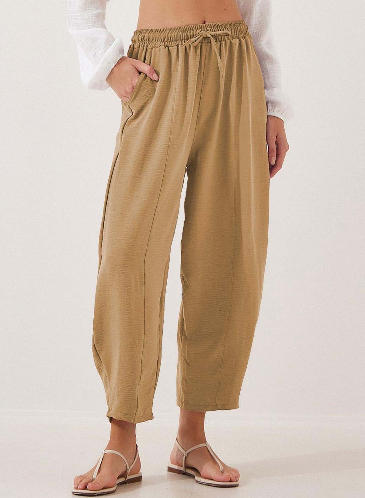 Damen lässige Freizeithose mit elastischem Bund und praktischen Seitentaschen