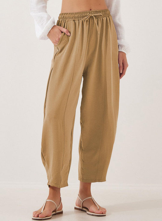 Damen lässige Freizeithose mit elastischem Bund und praktischen Seitentaschen