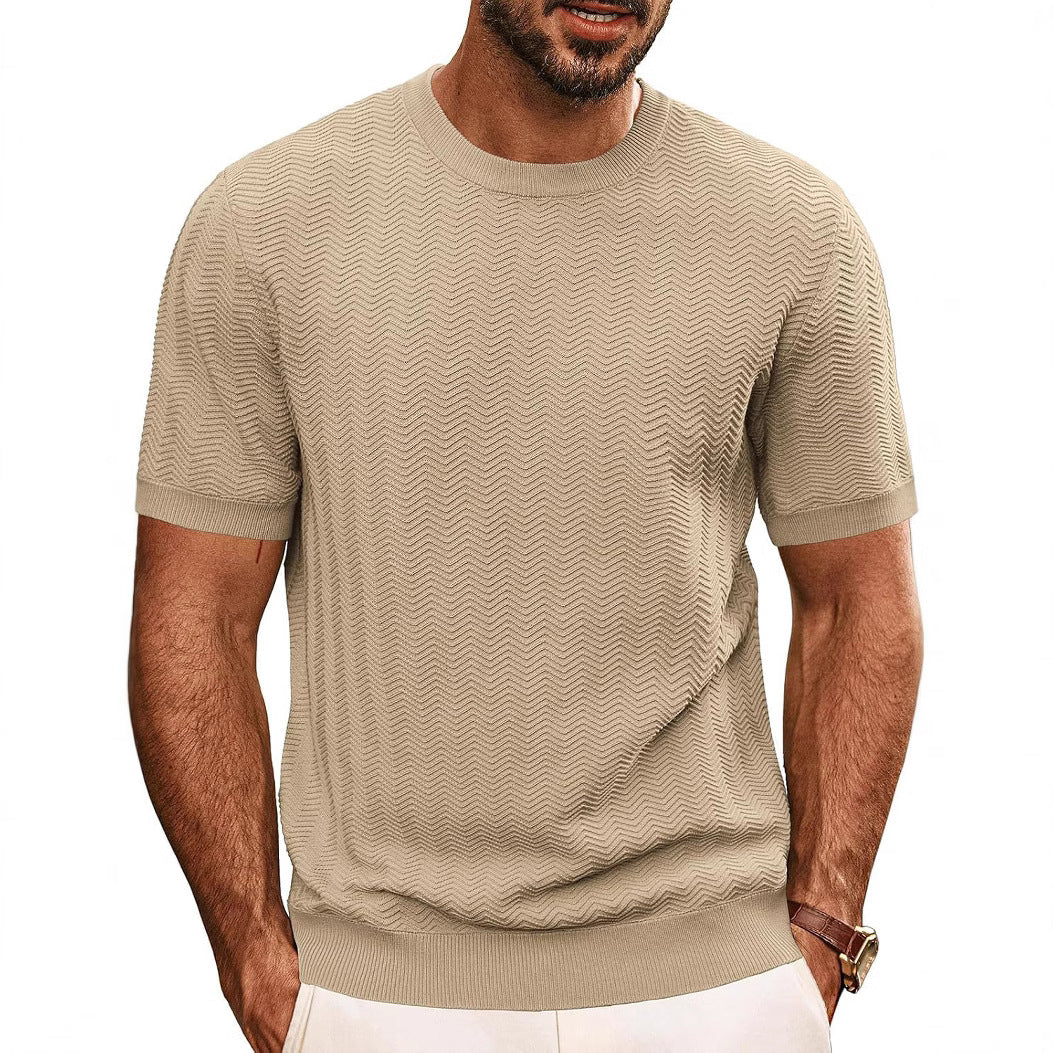 Herren strukturiertes Rundhals T-Shirt ShopNory