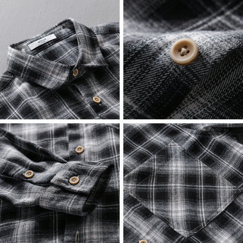 Herren Kariertes Flanell-Overshirt mit weicher Baumwollstruktur, Brusttasche und Relaxed-Fit Shop Nory