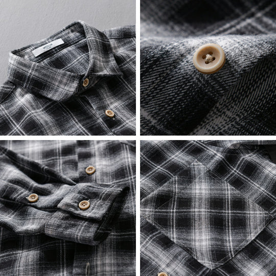 Herren Kariertes Flanell-Overshirt mit weicher Baumwollstruktur, Brusttasche und Relaxed-Fit Shop Nory