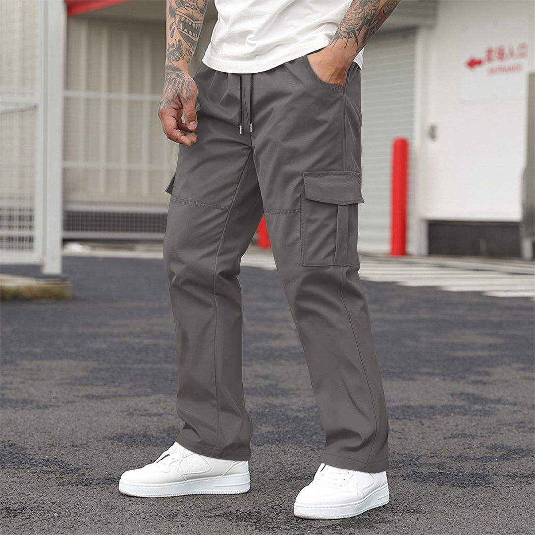 Herren technische Cargo-Freizeithose mit Tunnelzugbund, geradem Bein und aufgesetzten Klappentaschen Shop Nory