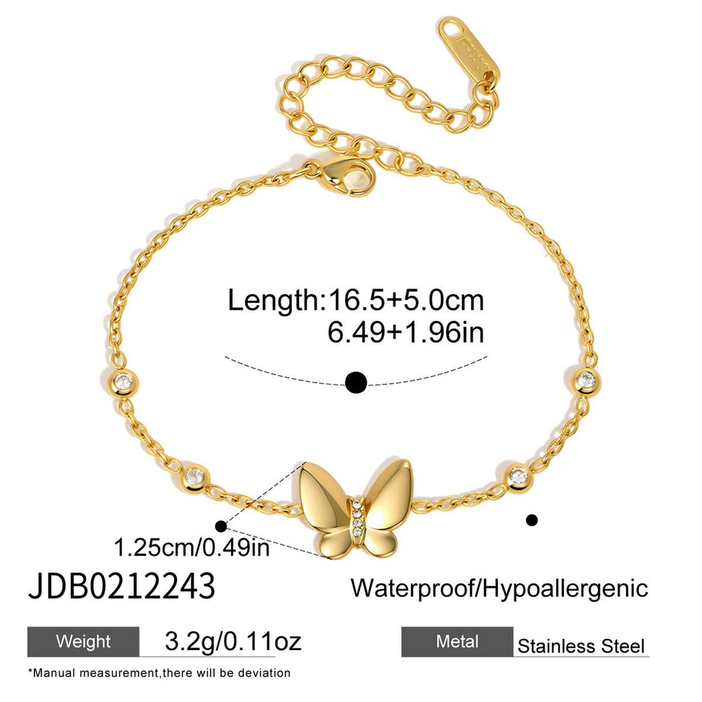 Damen Armband mit filigranem Schmetterlingsdesign aus hypoallergenem Edelstahl Shop Nory