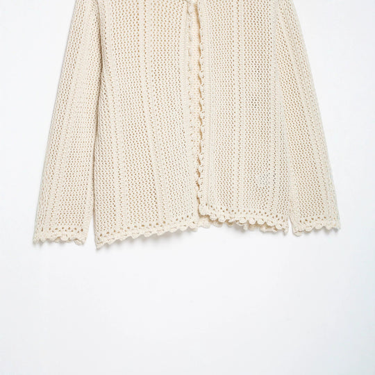 Damen Leichter Häkel-Cardigan mit Lochmuster, Scallop-Saum und kastiger Silhouette Shop Nory