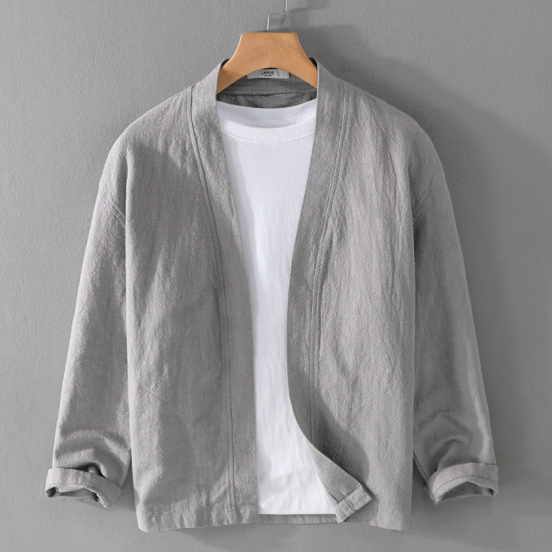 Herren Offene Leinen-Overjacket mit Kimono-Kragen und Relaxed-Fit Shop Nory