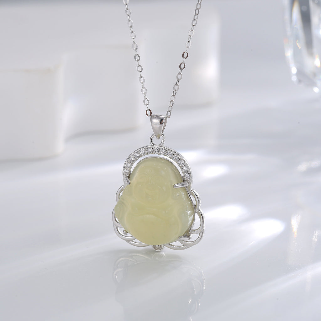 Damen Halskette mit Buddha-Anhänger und funkelnden Zirkonia Shop Nory