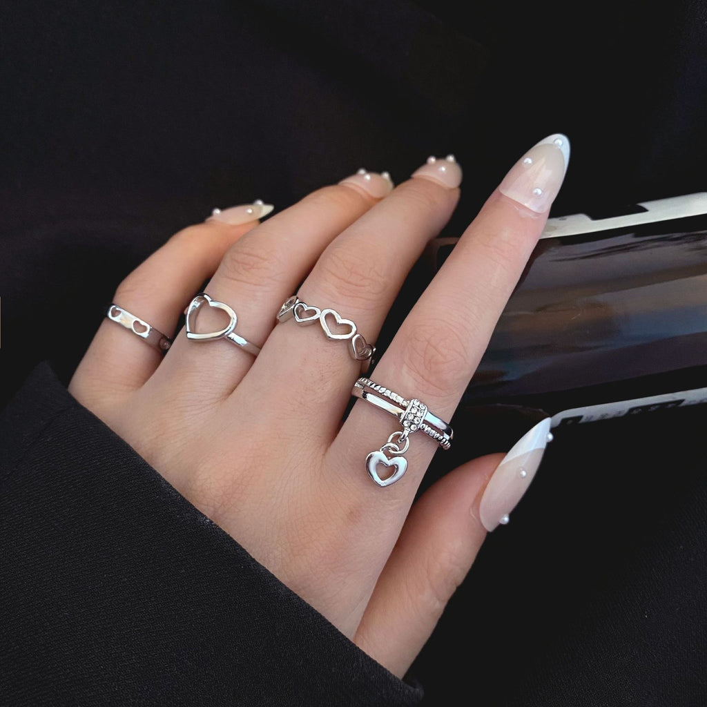 Damen Ring-Set mit verspielten Herzen und eleganten Zirkonia-Elementen Shop Nory
