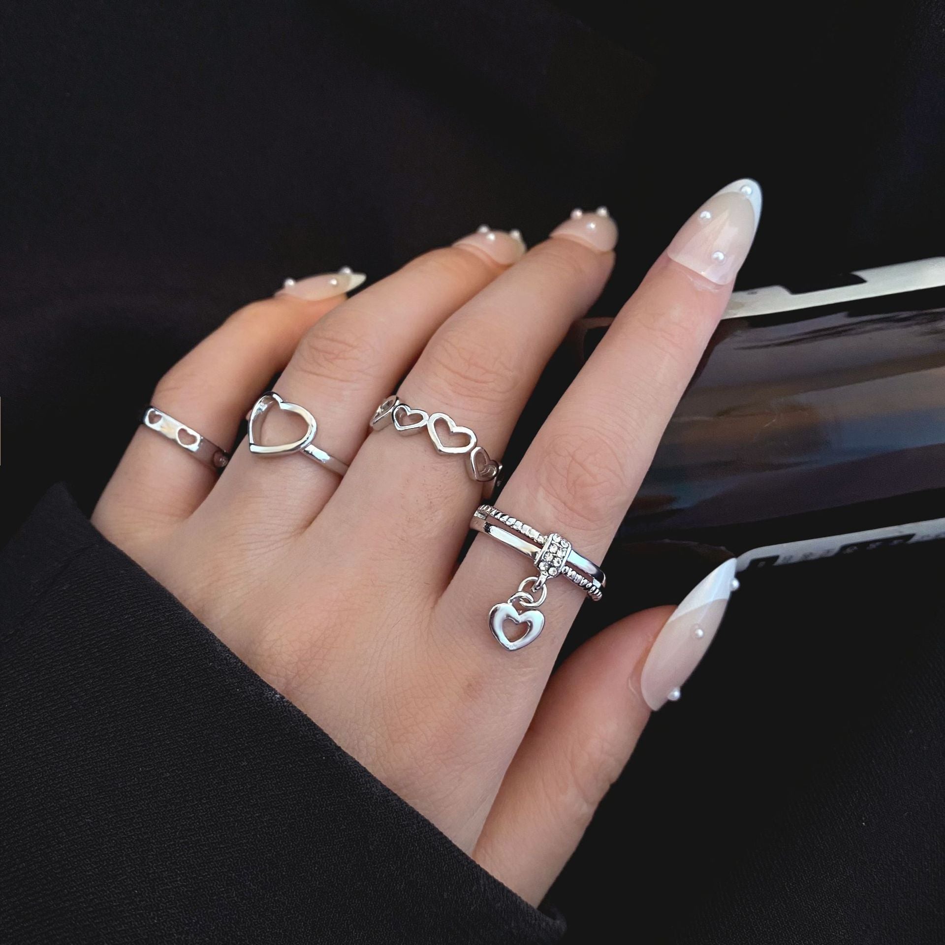 Damen Ring-Set mit verspielten Herzen und eleganten Zirkonia-Elementen Shop Nory