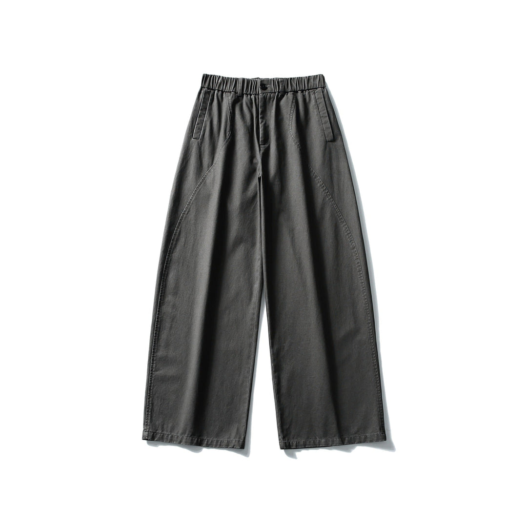 Damen Weite Cropped-Hose mit elastischem Bund und dekorativen Nahtpasse Shop Nory