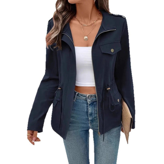 Damen Übergangsjacke mit verstellbarem Taillenzug und praktischen Taschen