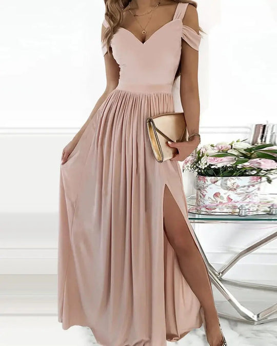 Damen Maxikleid mit Schulterträgern und elegantem Schlitz