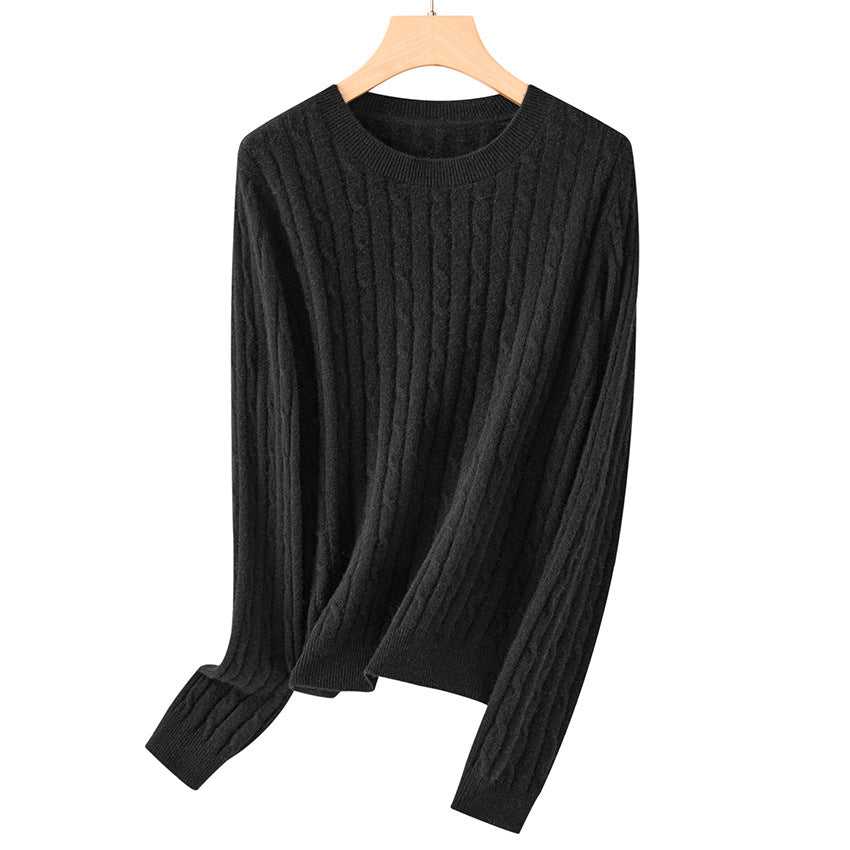 Damen Kuscheliger Zopfstrick-Pullover aus Feinstrick mit Rundhalsausschnitt Shop Nory