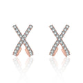 Damen Funkelnde Ohrstecker mit X-Design und Zirkonia-Akzenten Shop Nory