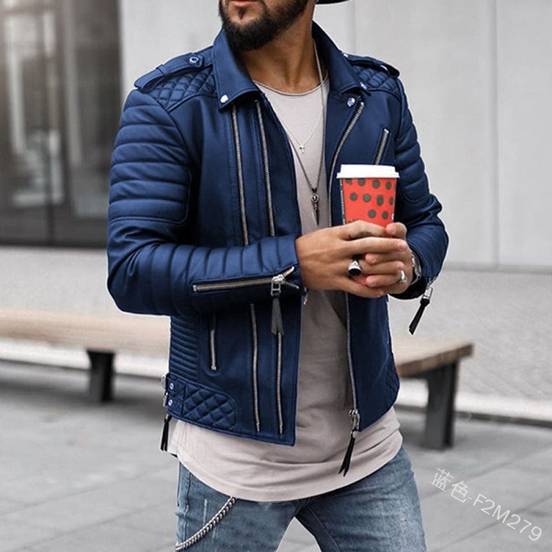 Herren Bikerjacke mit Steppungen und Reißverschlüssen
