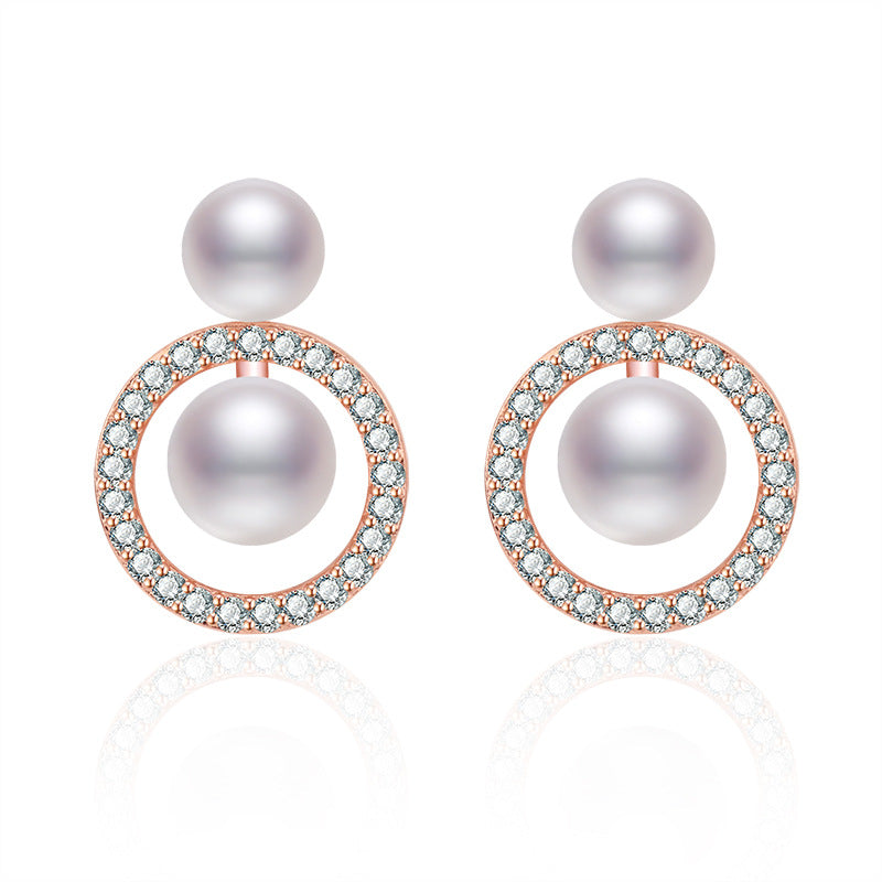 Damen-Ohrstecker mit eleganten Perlen und funkelnden Zirkonia Shop Nory