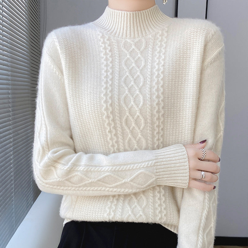 Damen Weicher Zopfstrick-Mockneck-Pullover mit leichtem Mohair-Effekt Shop Nory