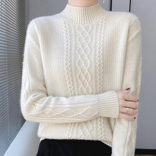Damen Weicher Zopfstrick-Mockneck-Pullover mit leichtem Mohair-Effekt Shop Nory
