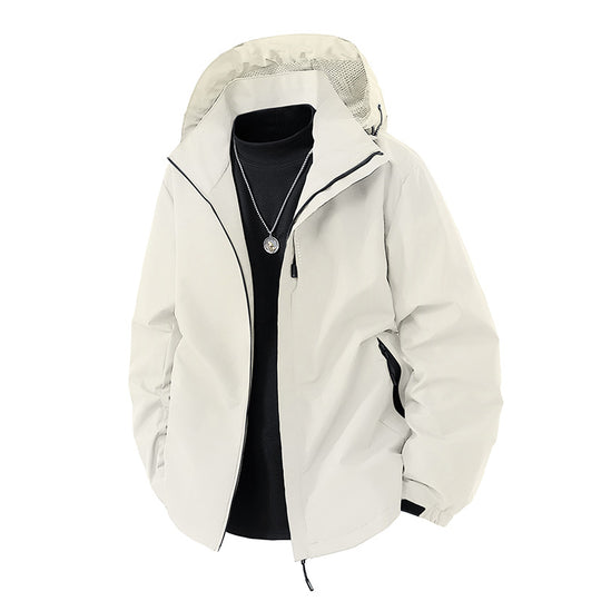 Herren Wasserabweisende Outdoor-Jacke mit Kapuze, winddichter Membran und verstellbarem Saum Shop Nory