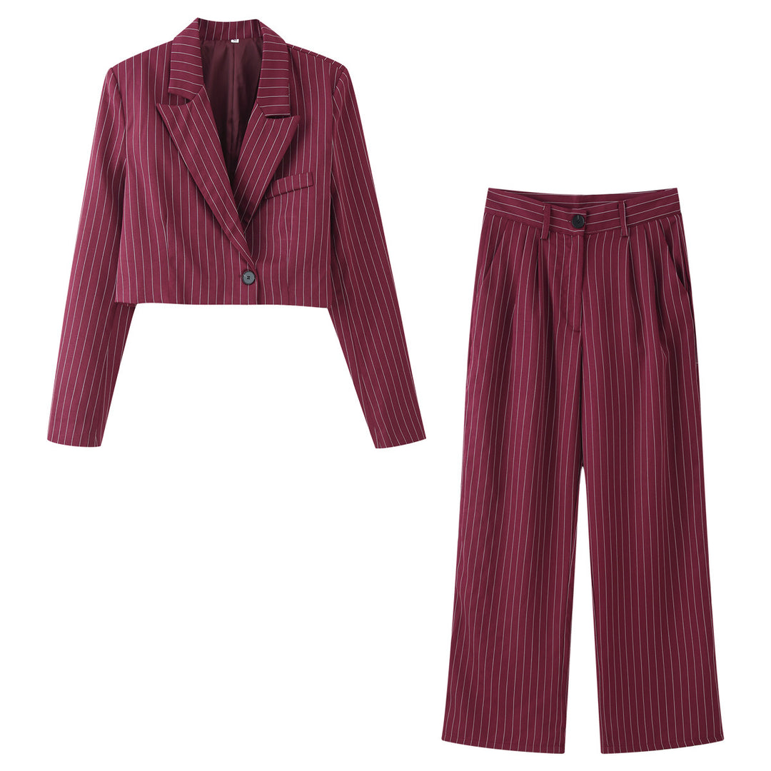 Damen Zweiteiliges Cropped-Blazer- und Hochbund-Bundfaltenhose-Set Shop Nory