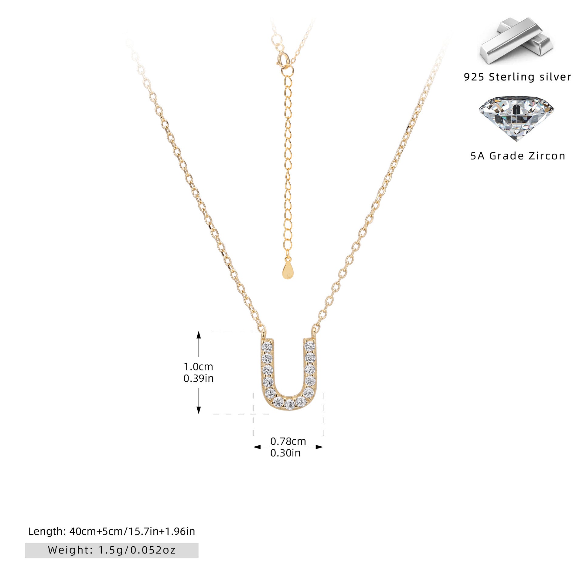 Damen Halskette mit Z-Anhänger und funkelnden Zirkonia Shop Nory