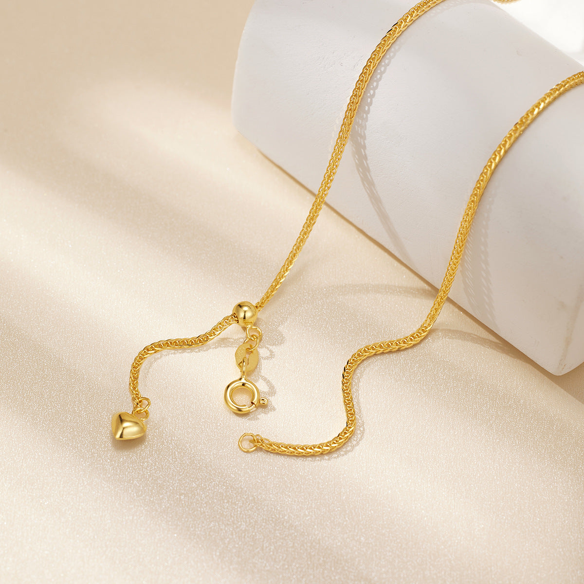 Damen elegante Herz-Halskette mit verstellbarem Anhänger und feiner Gliederkette Shop Nory