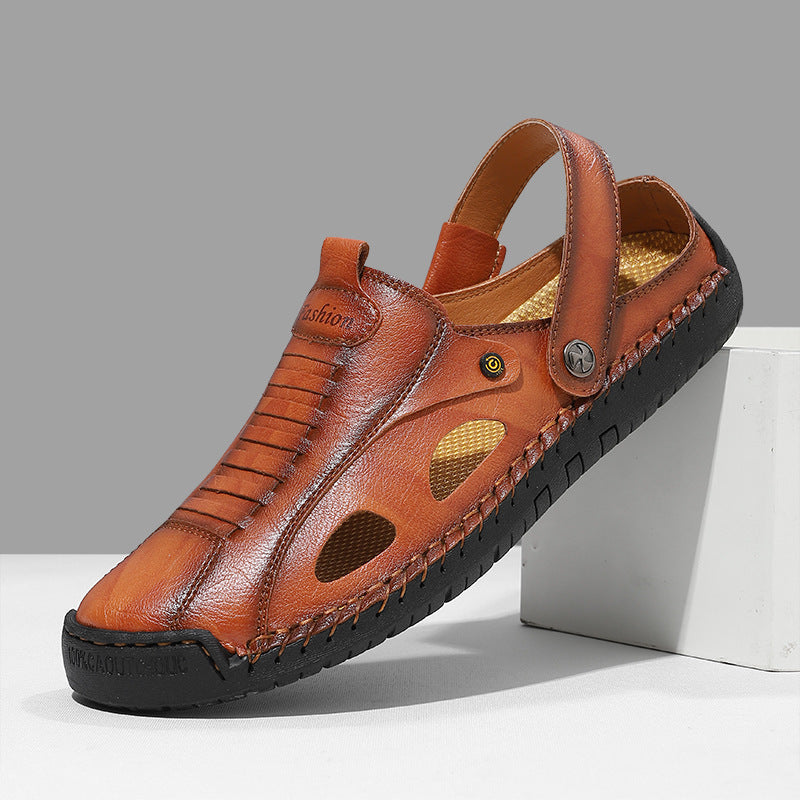 Herren Atmungsaktive Lederfreizeitschuhe mit offenem Fersendesign