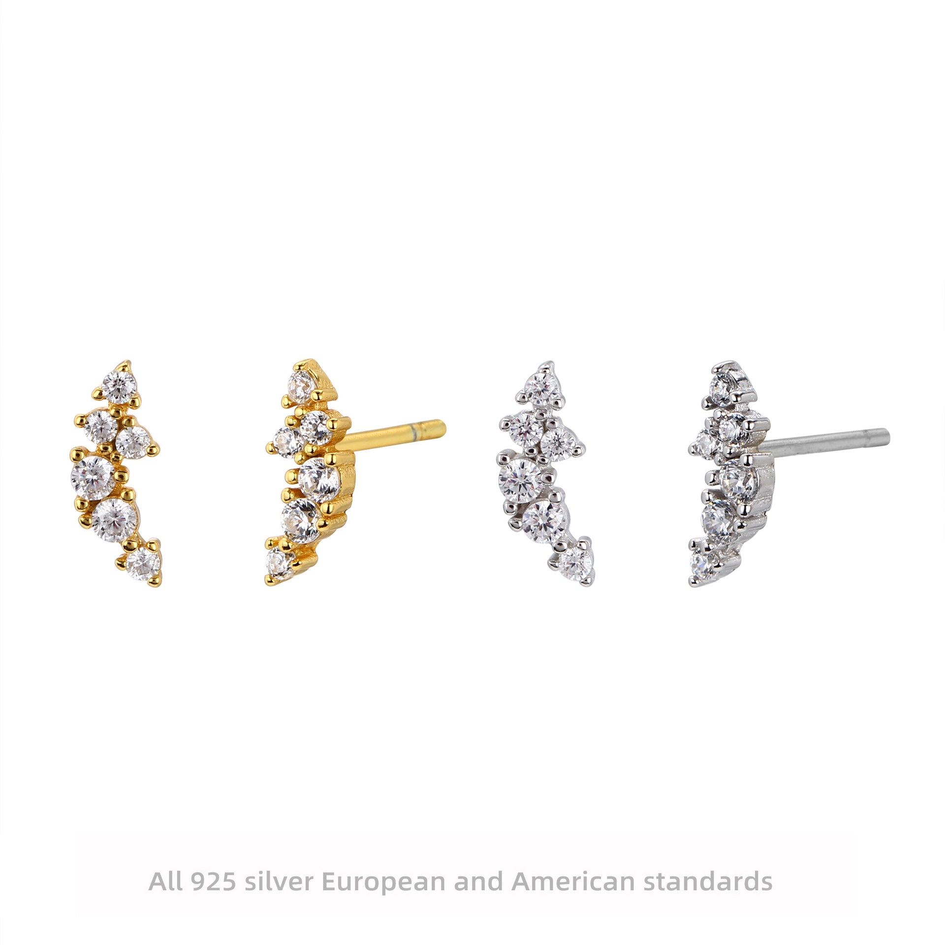 Damen Ohrstecker im modernen Zickzackdesign aus hochwertigem 925 Sterling Silber Shop Nory
