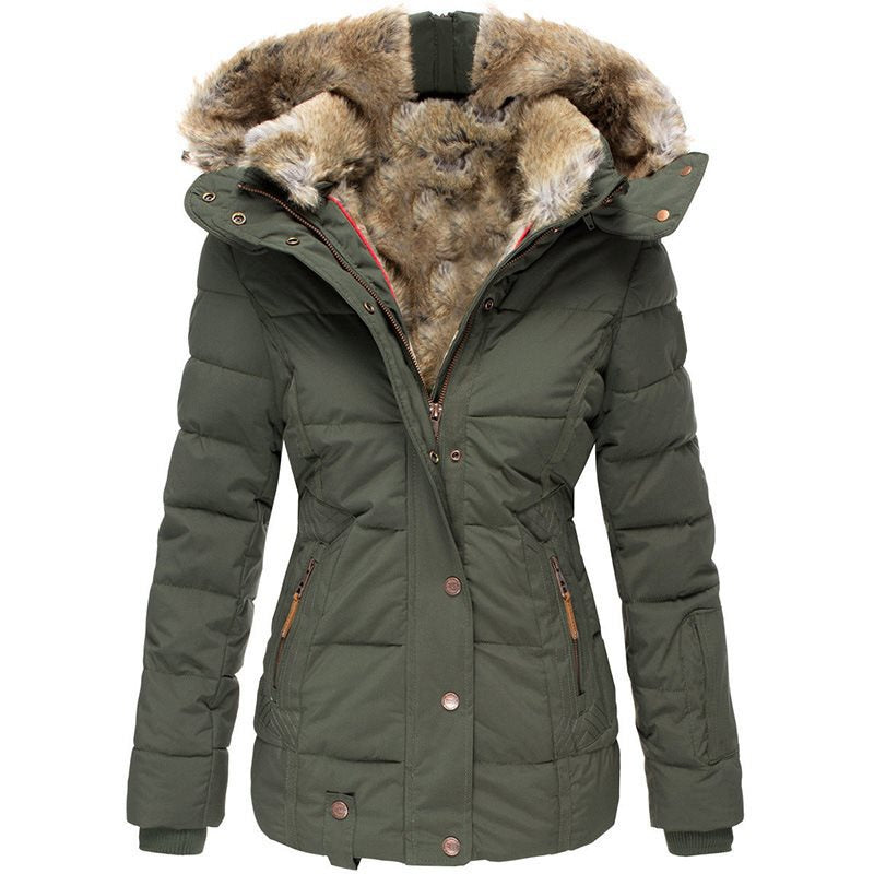 Damen Stepp-Parka mit tailliertem Schnitt und Kunstfellkapuze Shop Nory