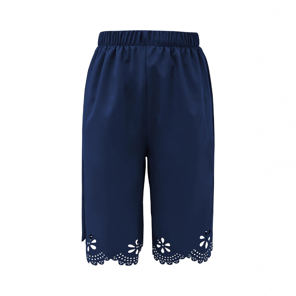 Damen Weite Culotte mit elegantem Lochmuster und elastischem Bund