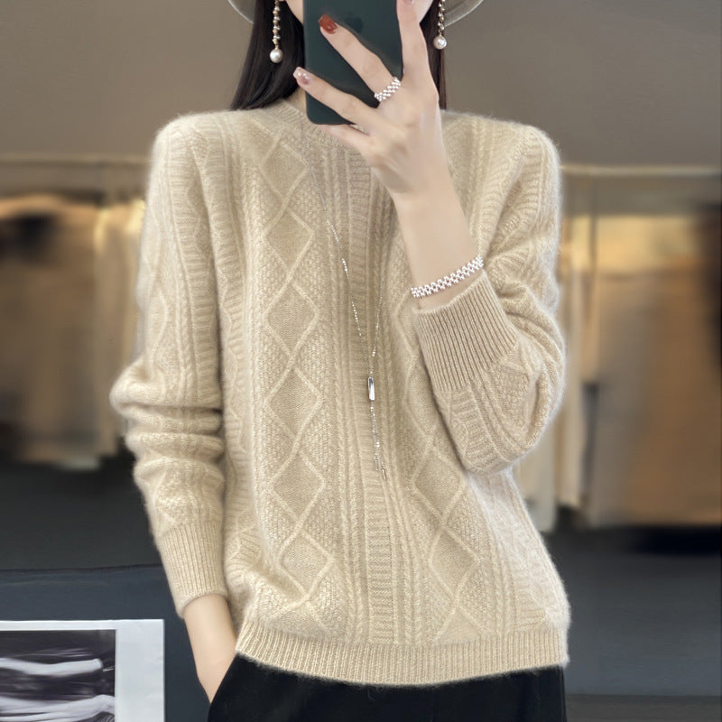 Damen Zopfmuster-Feinstrickpullover mit Ajour-Bahnen und weichem Mohair-Finish Shop Nory