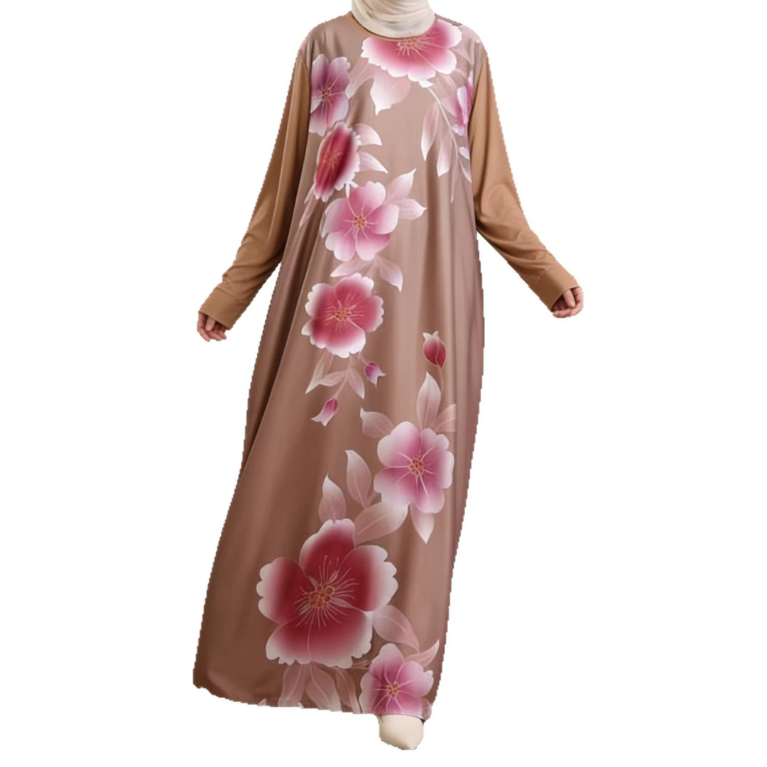 Damen Maxikleid im Kaftan-Stil mit handbemaltem Blumenprint Shop Nory