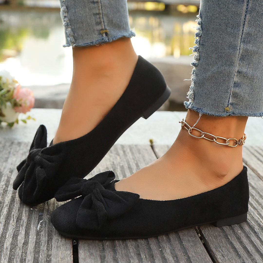 Damen Ballerina-Schuhe mit dekorativer Schleifenapplikation und bequemer Innenpolsterung Shopnory