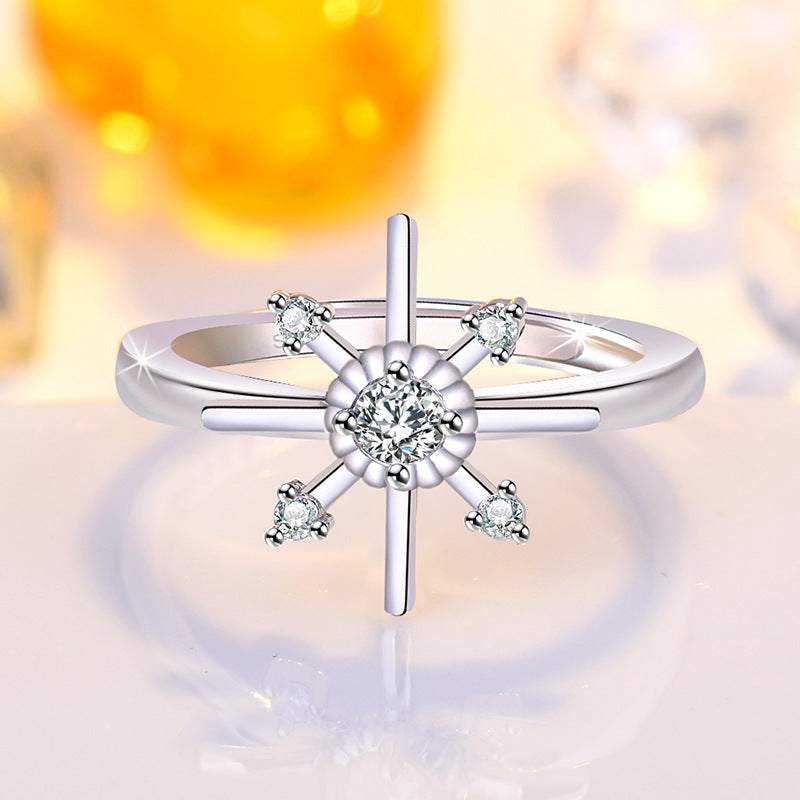 Damen Funkelnder Ring mit einzigartigem Floral-Design Shop Nory