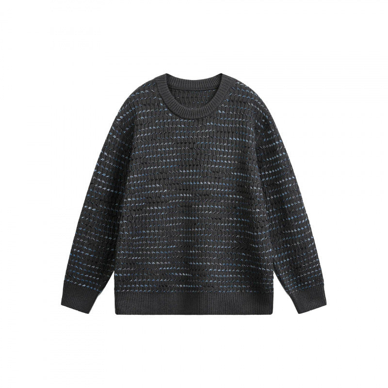 Unisex Feinstrickpullover mit strukturierter Streifenoptik und Rundhalsausschnitt Shop Nory
