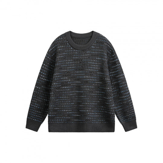 Unisex Feinstrickpullover mit strukturierter Streifenoptik und Rundhalsausschnitt Shop Nory