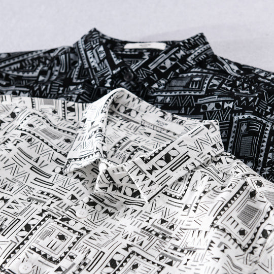 Herren Langarmhemd im Overshirt-Stil mit geometrischem Ethno‑Print Shop Nory