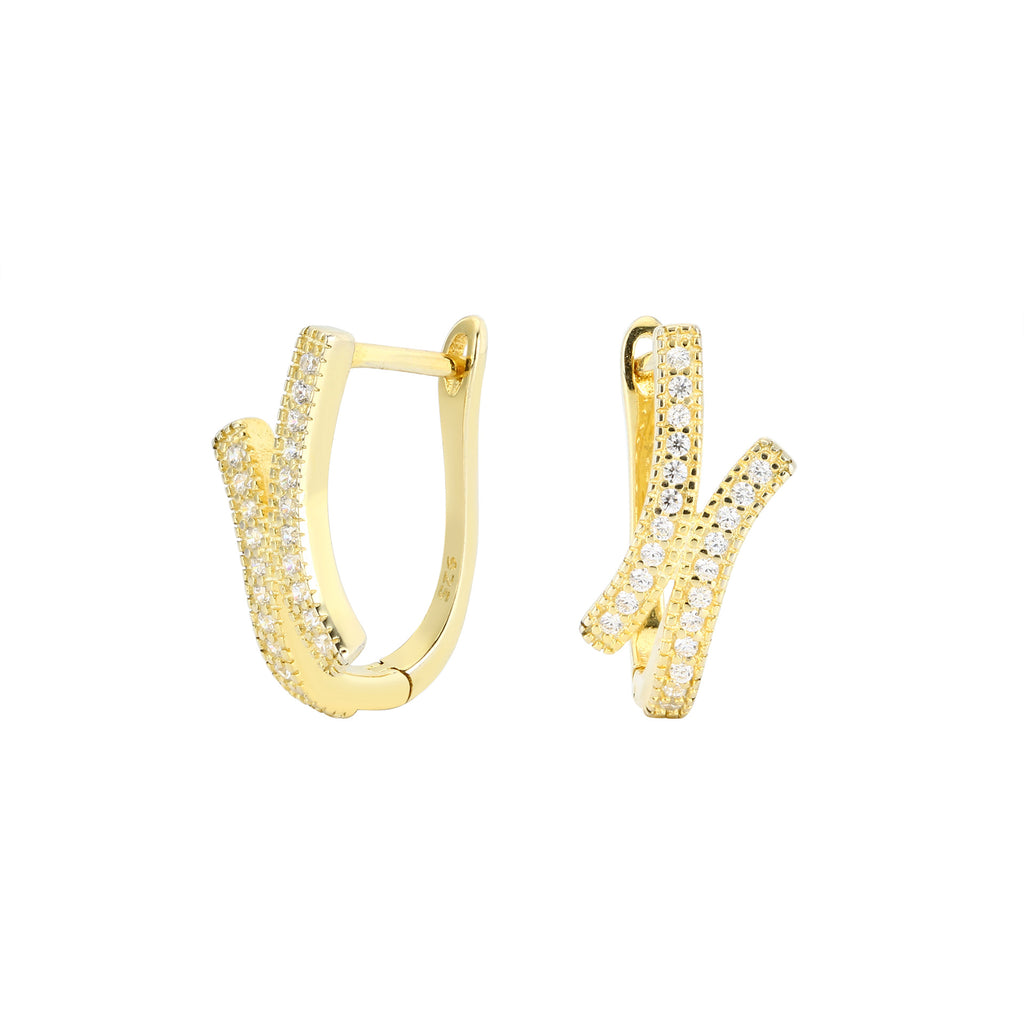 Damen Creolen mit elegantem Zirkonbesatz und modernem geschwungenem Design Shop Nory