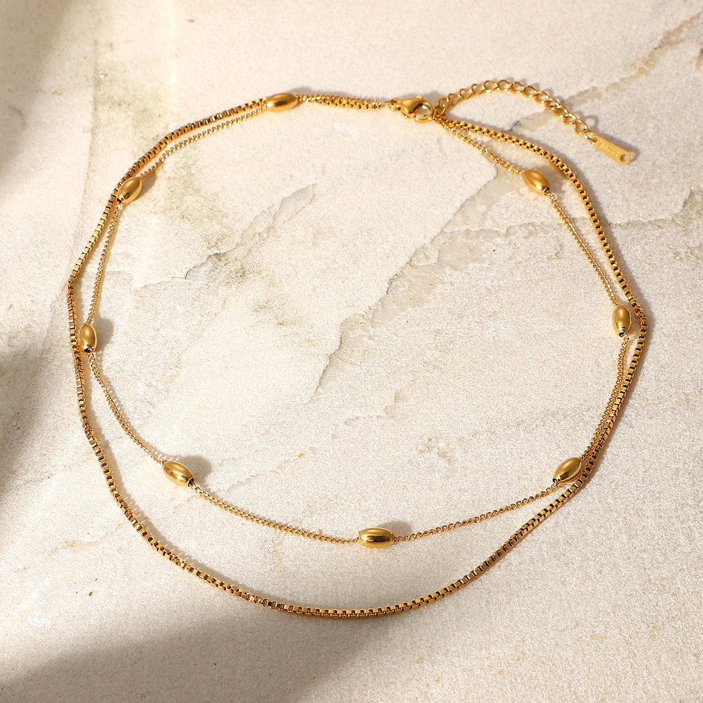 Damen mehrlagige Edelstahl-Halskette mit elegantem Design Shop Nory