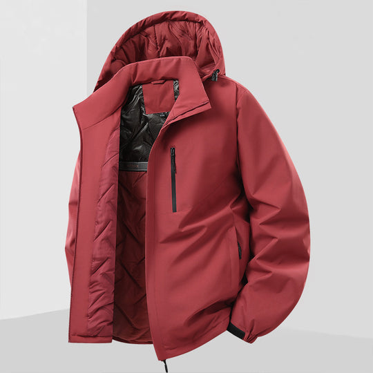 Herren Leichte isolierte Hybrid-Outdoorjacke mit Thermofutter, Kapuze und wasserdichten Reißverschlüssen Shop Nory