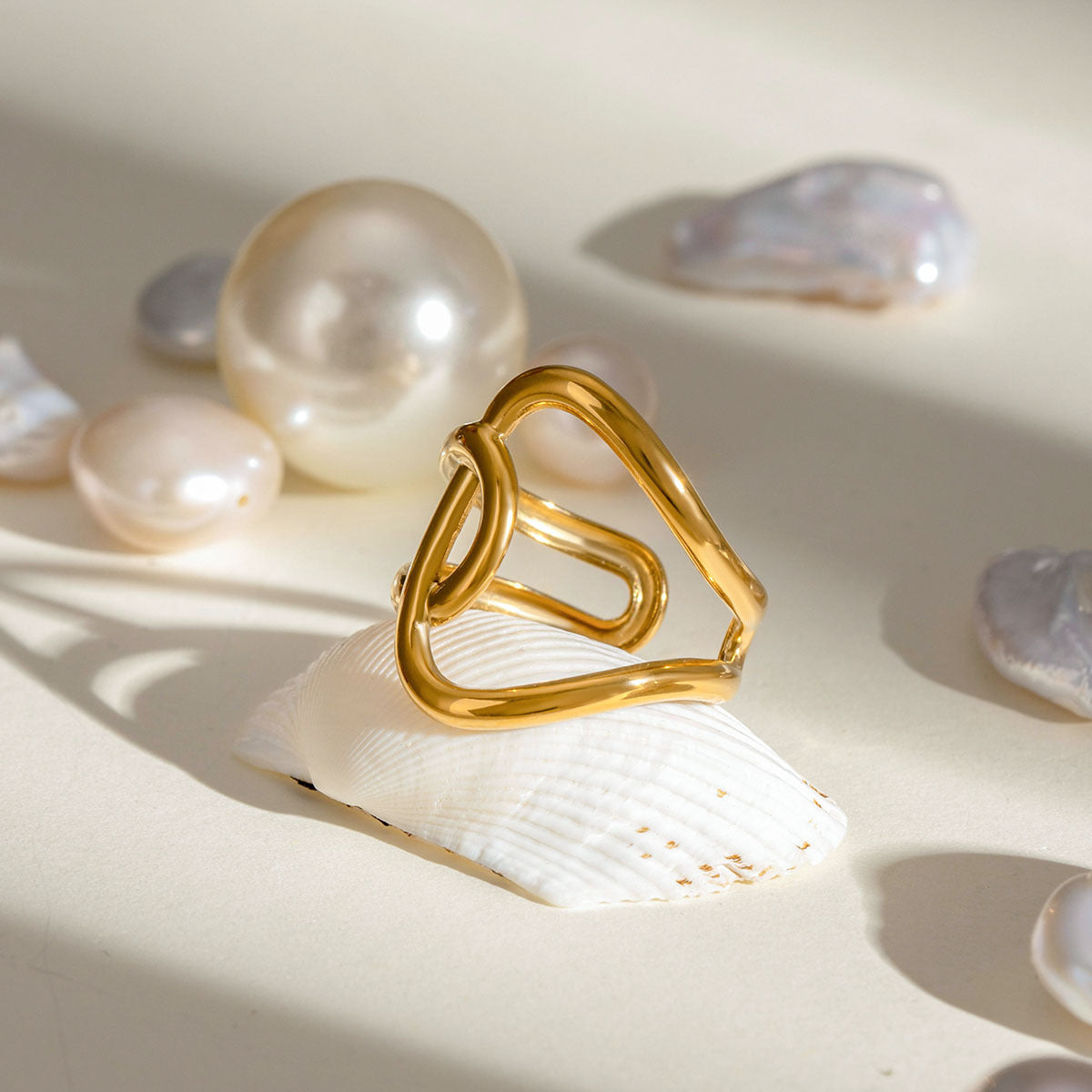 Damen Offener Ring mit modernem Design aus hypoallergenem Edelstahl Shop Nory