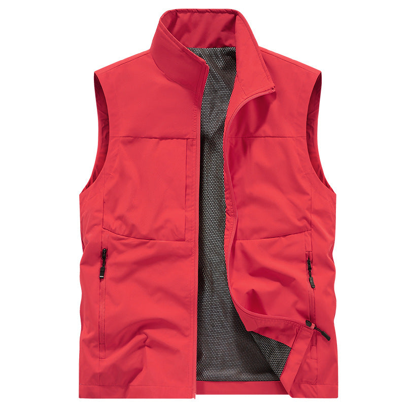 Herren Multifunktionale Outdoor-Weste mit winddichter Mikrofaser, Mesh-Innenfutter und verdeckten Reißverschlusstaschen Shop Nory