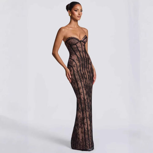Damen Abendkleid mit raffinierten Spitzen-Details Shopnory