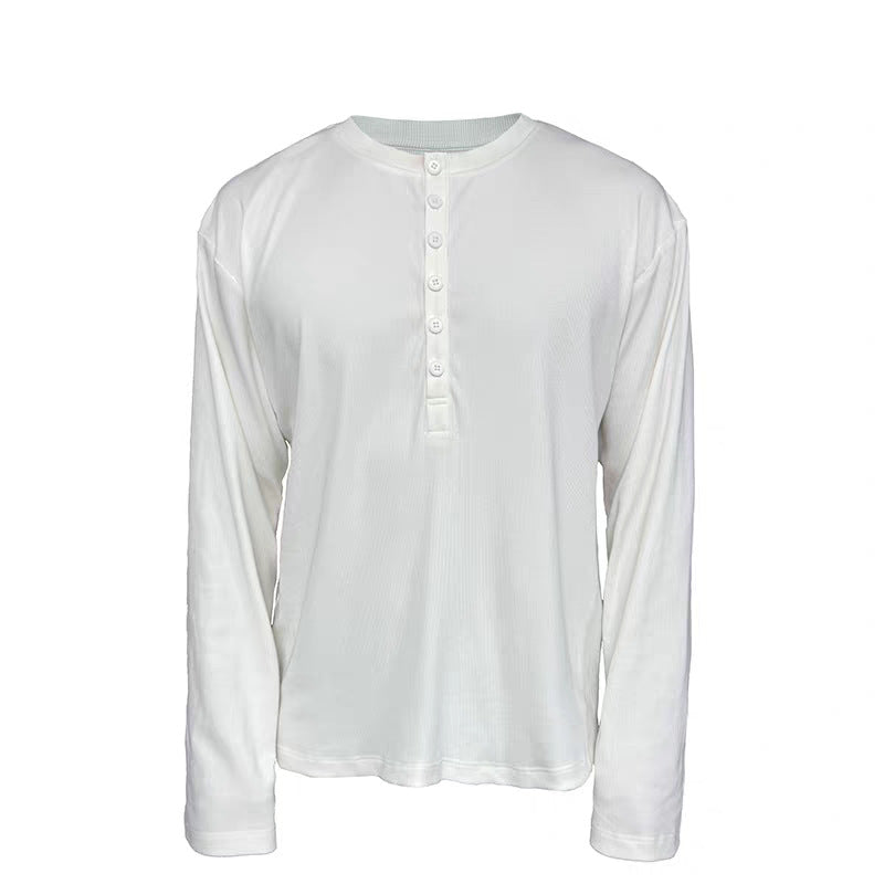 Herren Leichtes Henley-Longsleeve aus Feinrippen‑Jersey mit Knopfleiste und Regular‑Fit Shop Nory