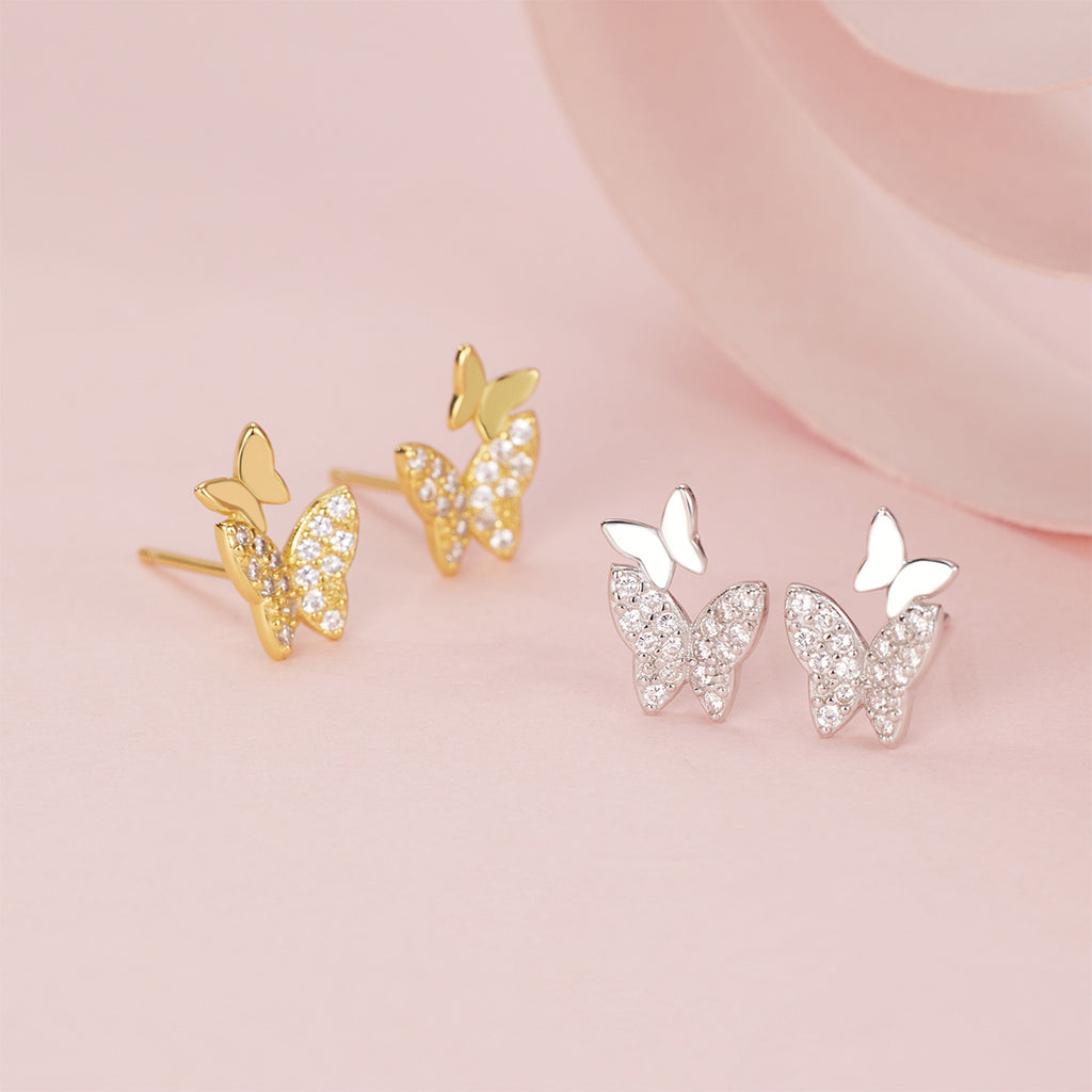 Damen Ohrstecker im Schmetterlingsdesign mit funkelnden Zirkonia Shop Nory